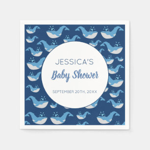 Serviette En Papier Baby shower de bébé de baleine de l'océan bleu pro