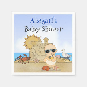Serviette En Papier Baby shower de bébé de plage personnalisé