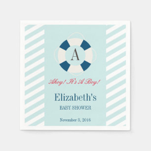Serviette En Papier Baby shower de bouée nautique Monogramme