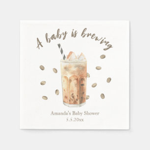 Serviette En Papier Baby shower de brassage de café glacé d'aquarelle
