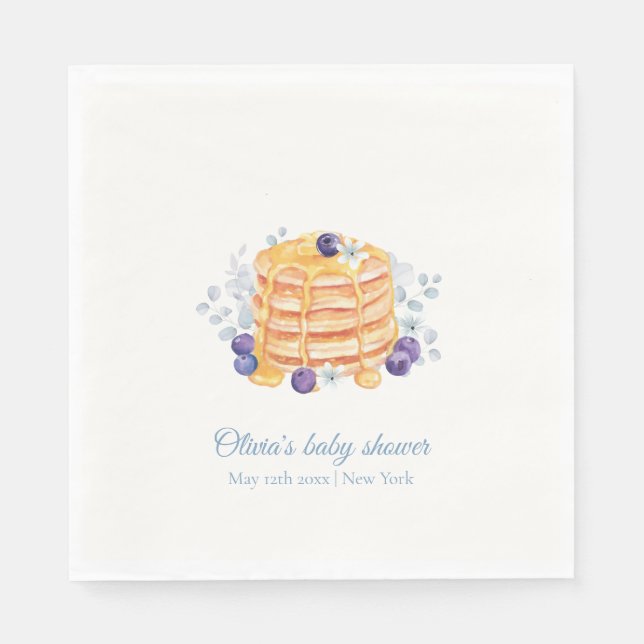 Serviette En Papier Baby shower de brunch au bleuet bleu floral (Devant)