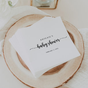 Serviette En Papier Baby shower de calligraphie minimaliste serviettes