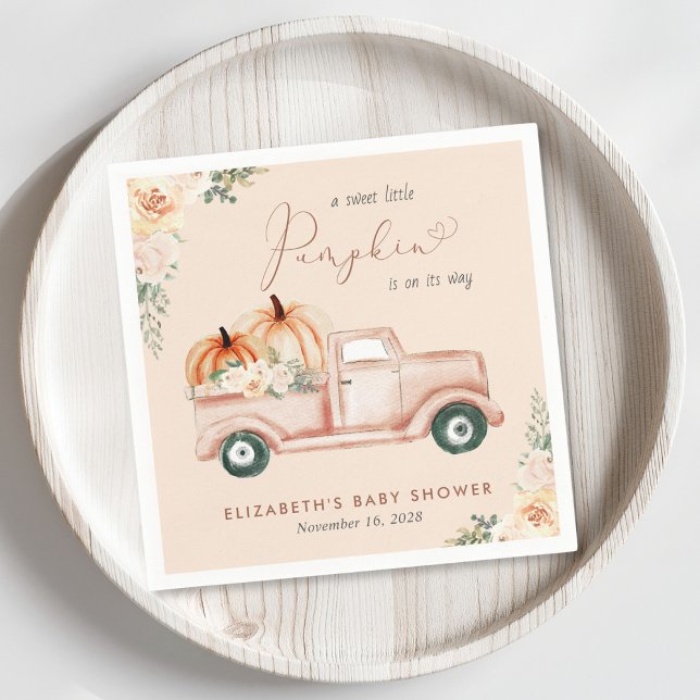 Serviette En Papier Baby shower de camion Citrouille Terracotta (Créateur téléchargé)