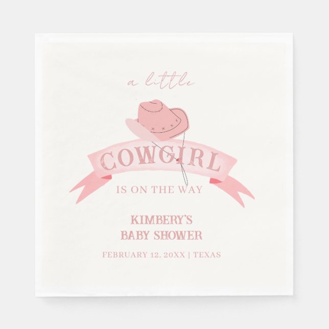 Serviette En Papier Baby shower de Casquette de fille rose (Devant)