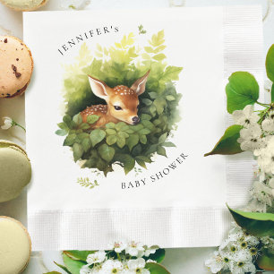 Serviette En Papier Baby shower de cerfs dormant à l'aquarelle