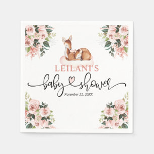 Serviette En Papier Baby shower de cerfs rose Floral