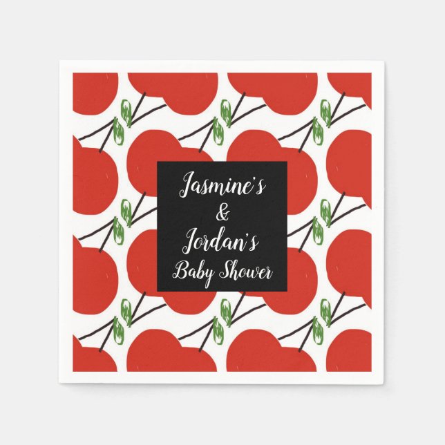 Serviette En Papier Baby shower de cerises amusantes (Devant)