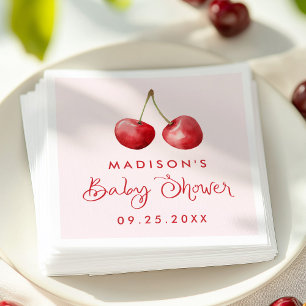 Serviette En Papier Baby shower de cerisier Whimsical Watercolor