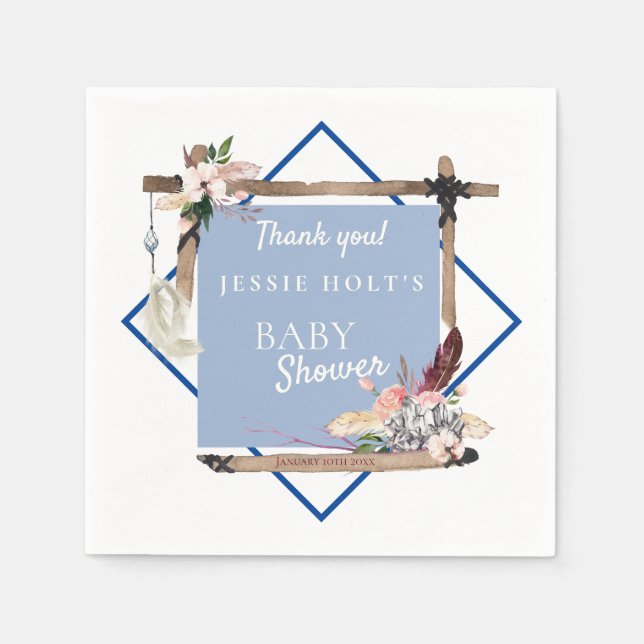 Serviette En Papier Baby shower de Chambray du sud-ouest de Boho (Devant)