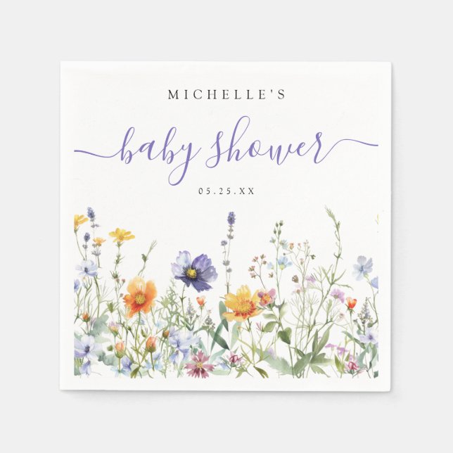 Serviette En Papier Baby shower de champ fleur sauvage (Devant)
