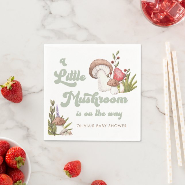 Serviette En Papier Baby shower de champignon d'aquarelle moderne (En situation)