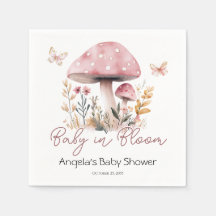 Baby shower de champignons de bois rose