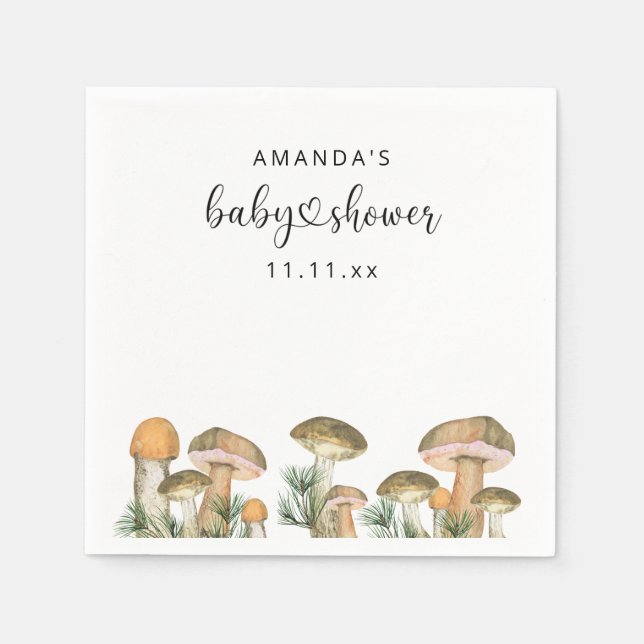 Serviette En Papier Baby shower de champignons forestiers (Devant)