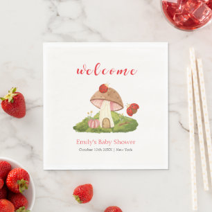 Serviette En Papier Baby shower de champignons Woodland Ladybug Bienve