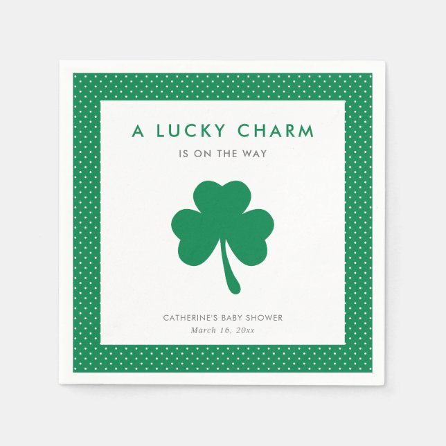 Serviette En Papier Baby shower de charme Lucky Shamrock irlandais (Devant)