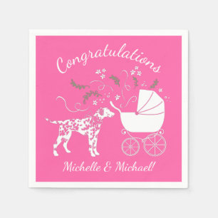 Serviette En Papier Baby shower de Chien Dalmatien Chien Chien rose Ch