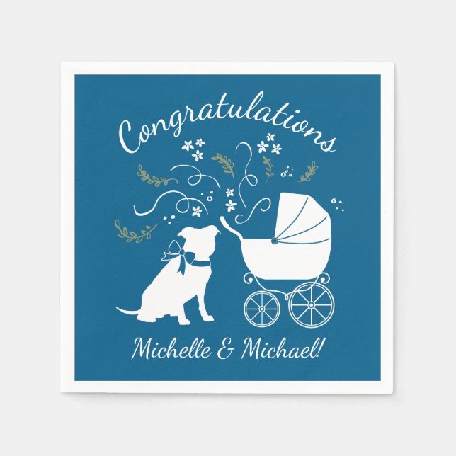 Serviette En Papier Baby shower de chien taureau Pit (Devant)