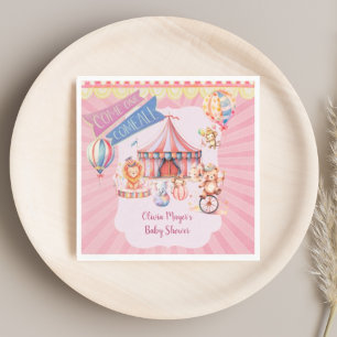 Serviette En Papier Baby shower de cirque Carnaval Vintage rose