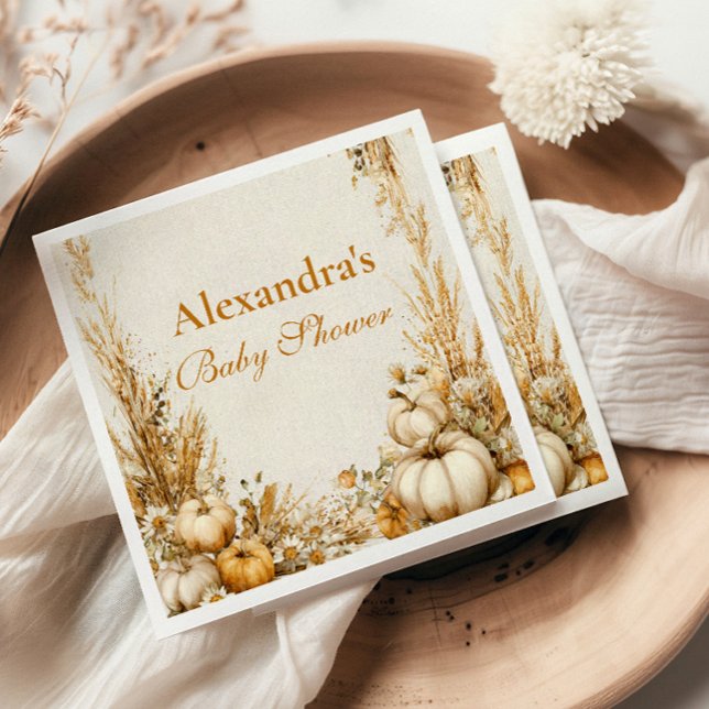 Serviette En Papier Baby shower de Citrouille rustique d'automne (Créateur téléchargé)