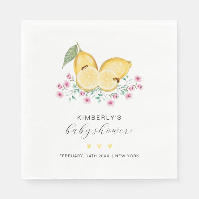 Serviette En Papier Baby shower de Citrus de Citron Cute Little Cutie (Devant)