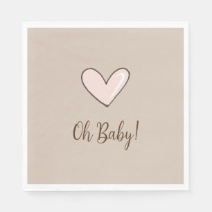 Serviette En Papier Baby shower de coeur rose crème