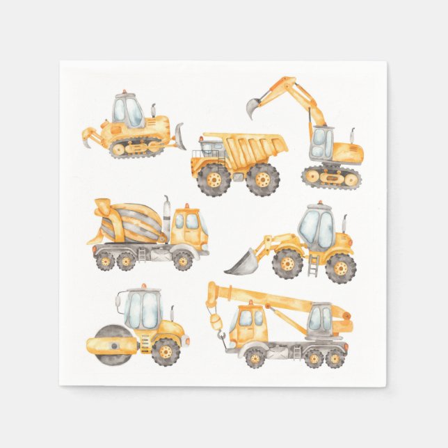 Serviette En Papier Baby shower de construction Truck Party (Devant)