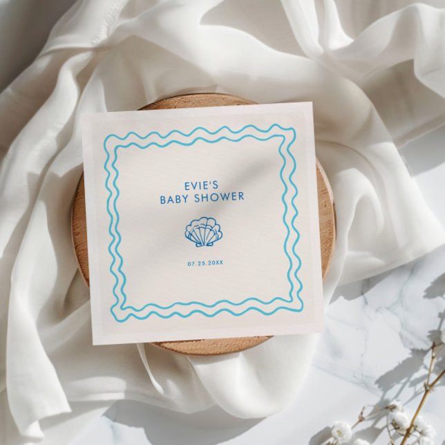 Serviette En Papier Baby shower de coquille à main lunaire (Créateur téléchargé)