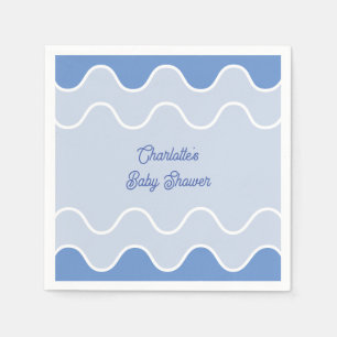 Serviette En Papier Baby shower de courbe bleue de la vague rétro