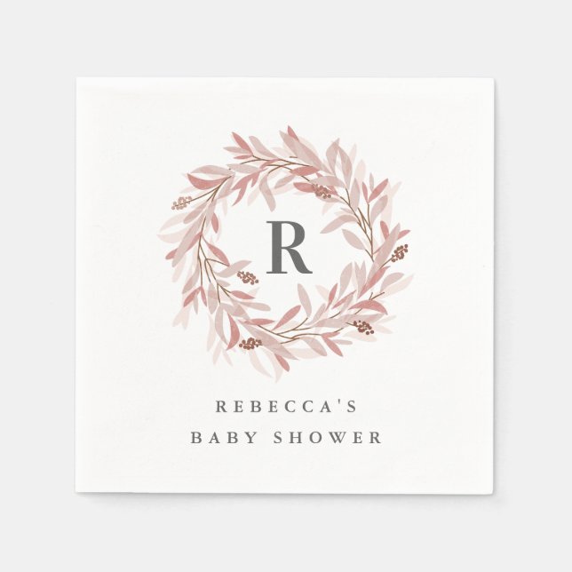 Serviette En Papier Baby shower de couronne de monogramme (Devant)