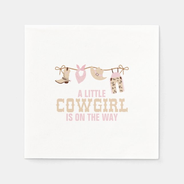 Serviette En Papier Baby shower de cowgirl occidentale rose (Devant)