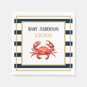 Serviette En Papier Baby shower de crabe à rayures marines