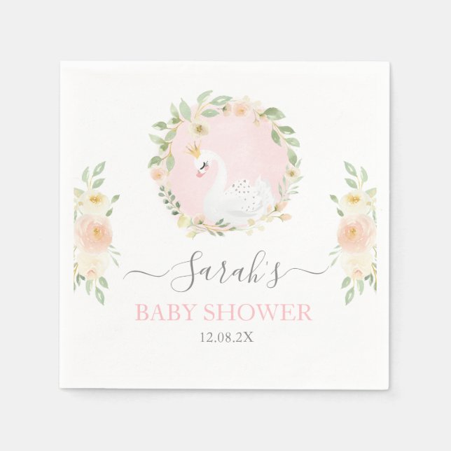 Serviette En Papier Baby shower de cygne (Devant)
