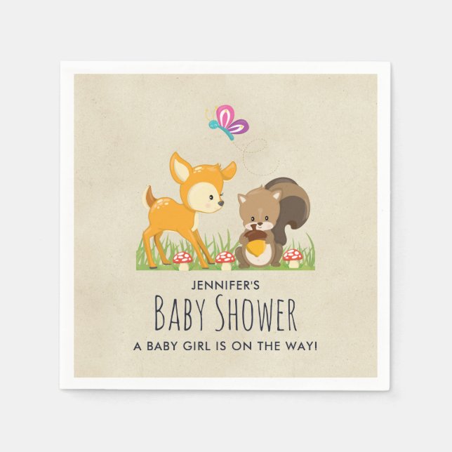 Serviette En Papier Baby shower de dessin animé en bois mignon (Devant)