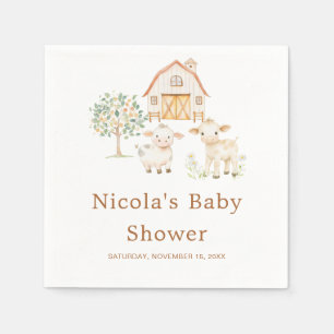 Serviette En Papier Baby shower de ferme mignonne