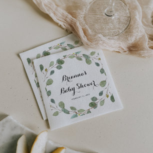 Serviette En Papier Baby shower de feuillage Eucalyptus vert