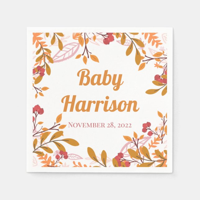 Serviette En Papier Baby shower de feuilles de chou mignonnes (Devant)