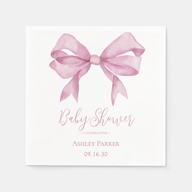 Serviette En Papier Baby shower de fille à la cou rose (Devant)