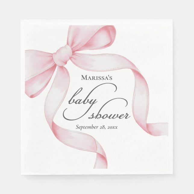 Serviette En Papier Baby shower de fille à la cou rose (Devant)