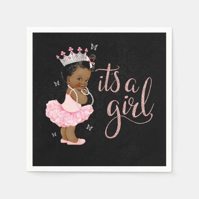 Serviette En Papier Baby shower de fille afro-américaine Napkin (Devant)