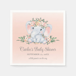 Serviette En Papier Baby shower de fille Eléphant Floral Cute