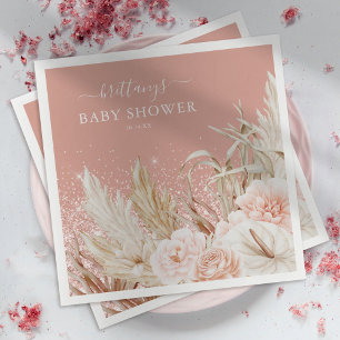 Serviette En Papier Baby shower de fille en laiton Boho Pampas serviet