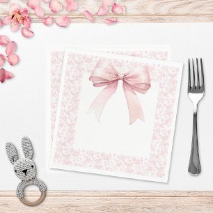 Serviette En Papier Baby shower de fille en toile de cou rose
