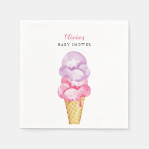 Serviette En Papier Baby shower de filles à thème de la crème glac