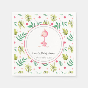 Serviette En Papier Baby shower de Flamant rose rose fleuri tropical c