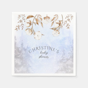 Serviette En Papier Baby shower de fleurs de coton neutres selon le se