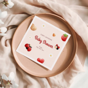 Serviette En Papier Baby shower de fleurs de Ladybug mignonne