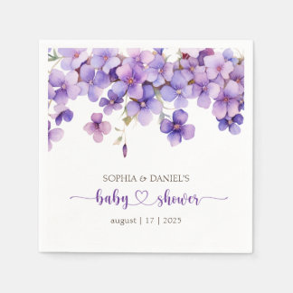 Serviette En Papier Baby shower de fleurs de violet délicates au print