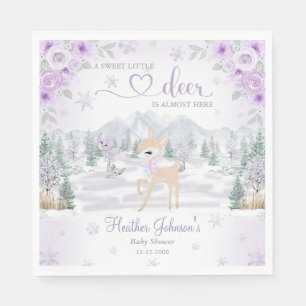 Serviette En Papier Baby shower de Flocon de neige violet de cerf d'hi