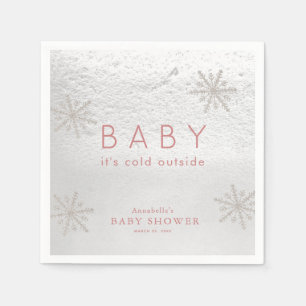 Serviette En Papier Baby shower de flocons d'argent Pink Napkins