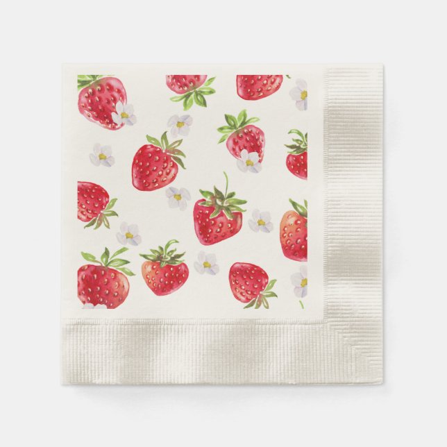 Serviette En Papier Baby shower de fraises sucrées (Devant)